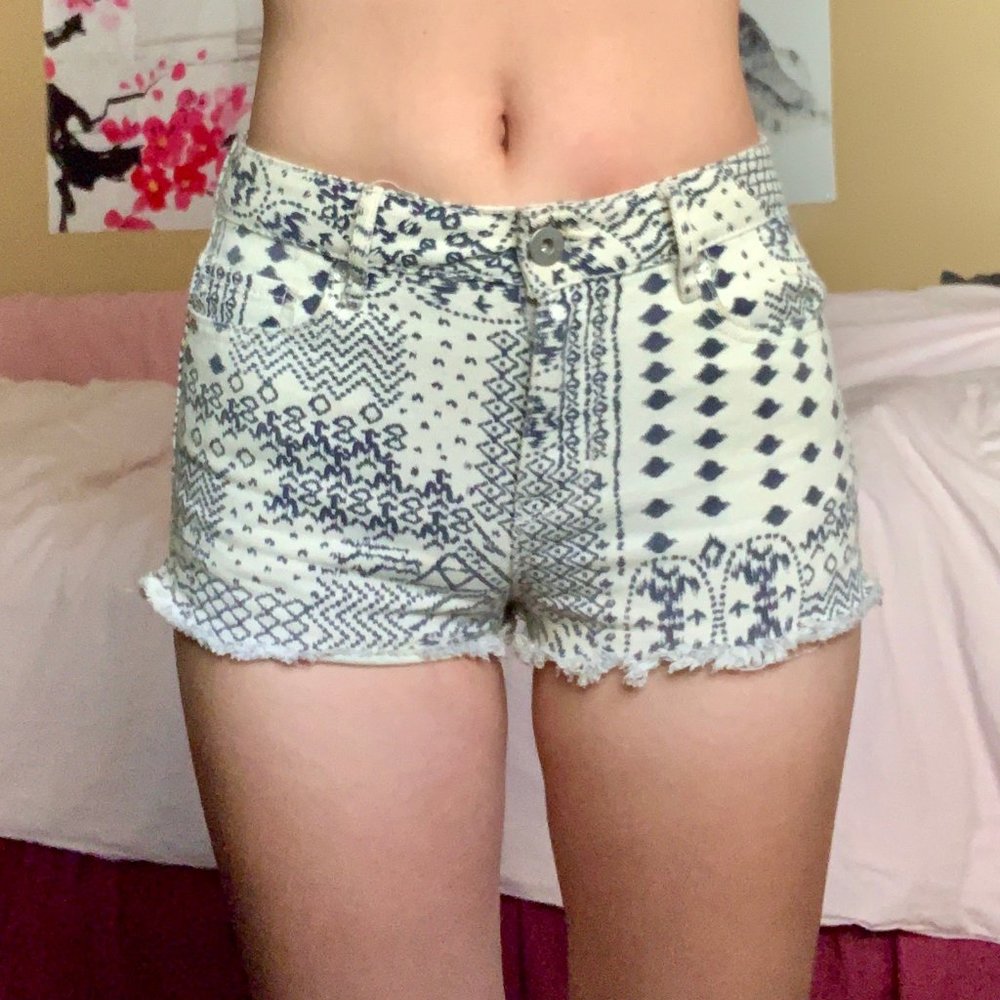 Pacsun Tribal Pattern High Waist Denim Shorts - XS